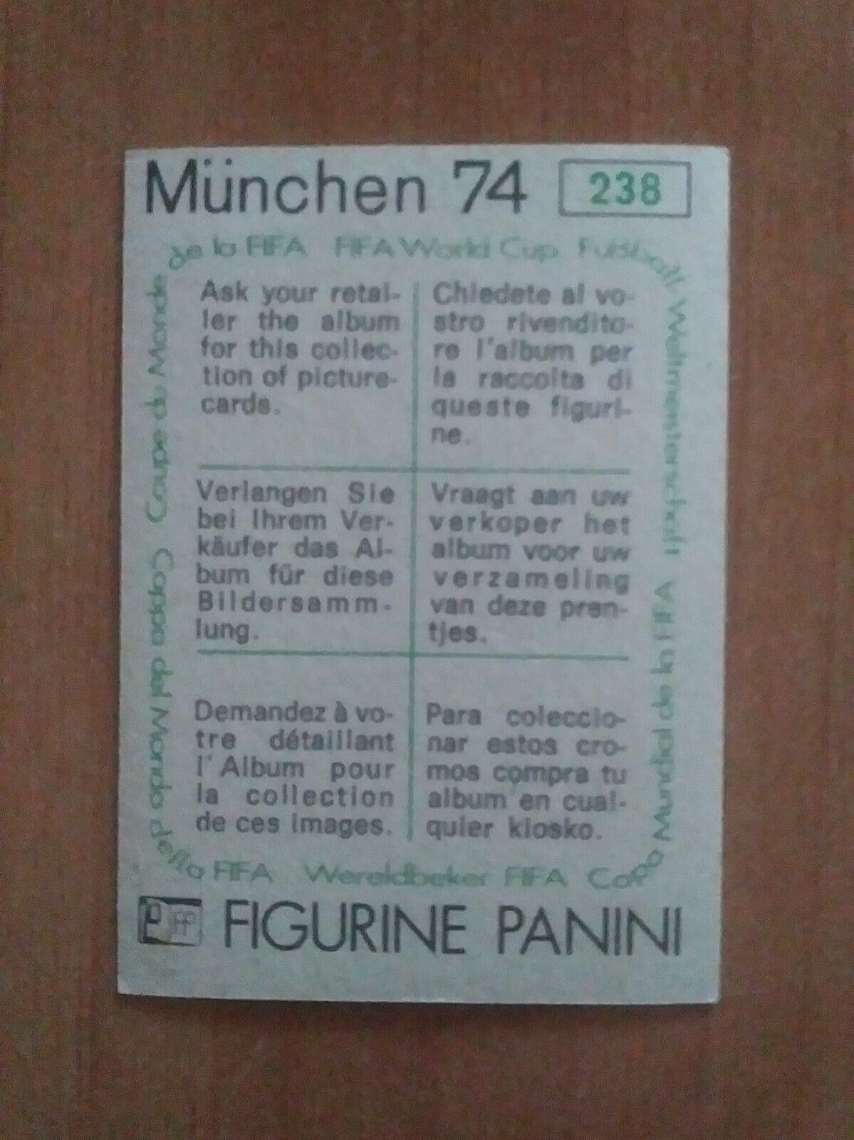 FIGURINE CALCIATORI PANINI MUNCHEN 74 (N. 1-269) SCEGLI DAL MENU A TENDINA