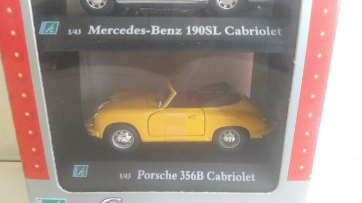 MERCEDES-BENZ 190SL CABRIOLET + PORSCHE 356B CABRIOLET CARARAMA SCALA 1/43