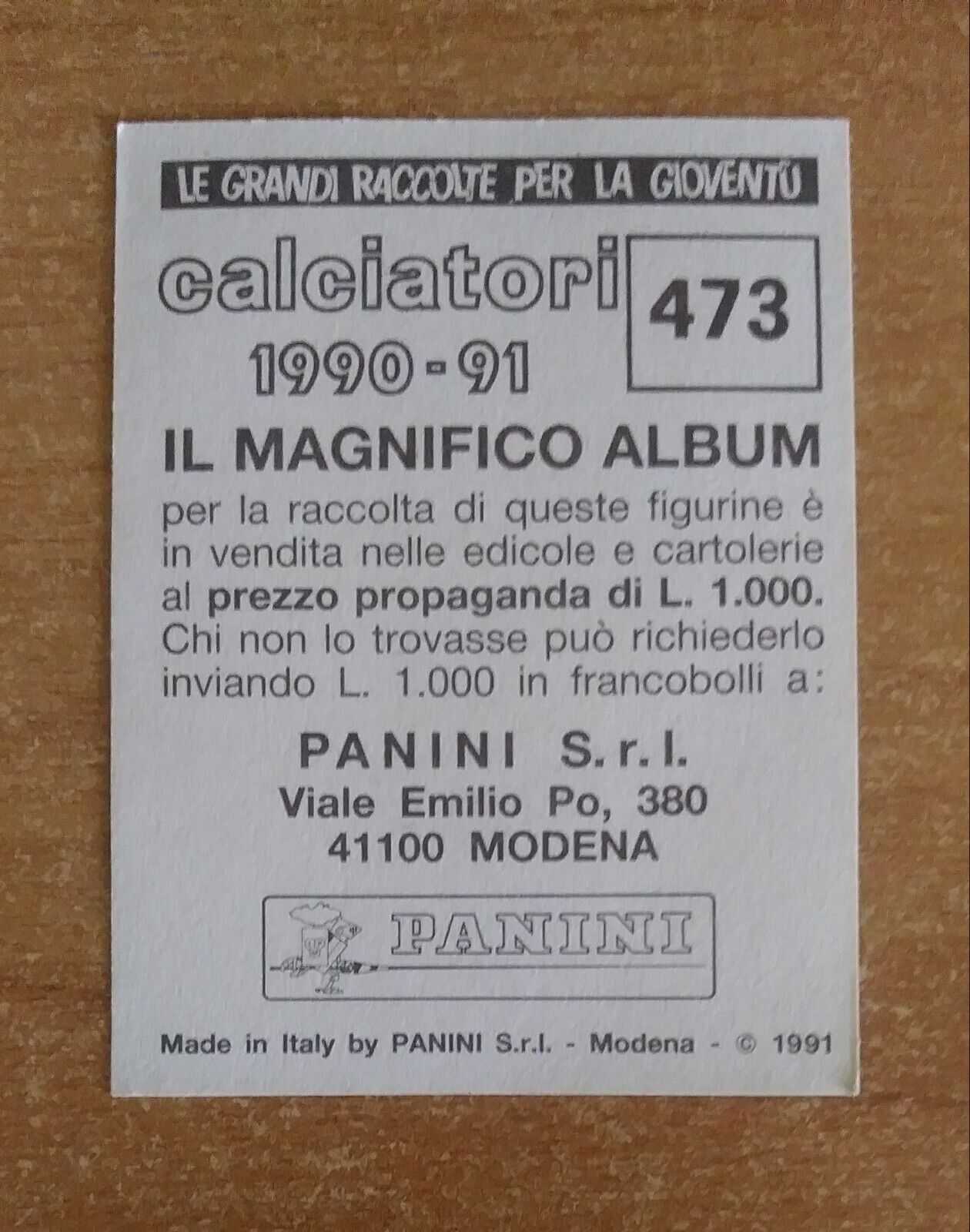 FIGURINE CALCIATORI PANINI 1990-1991 (N. 345-545) SCEGLI DAL MENU A TENDINA