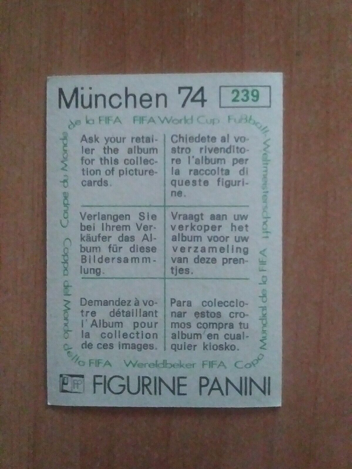 FIGURINE CALCIATORI PANINI MUNCHEN 74 (N. 1-269) SCEGLI DAL MENU A TENDINA