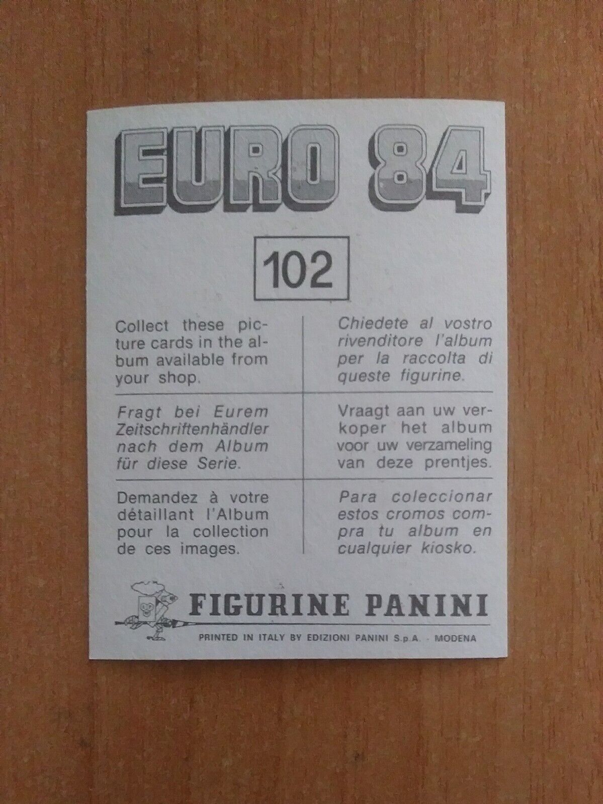 FIGURINE CALCIATORI PANINI EURO 84 (N. 1-127) SCEGLI DAL MENU A TENDINA