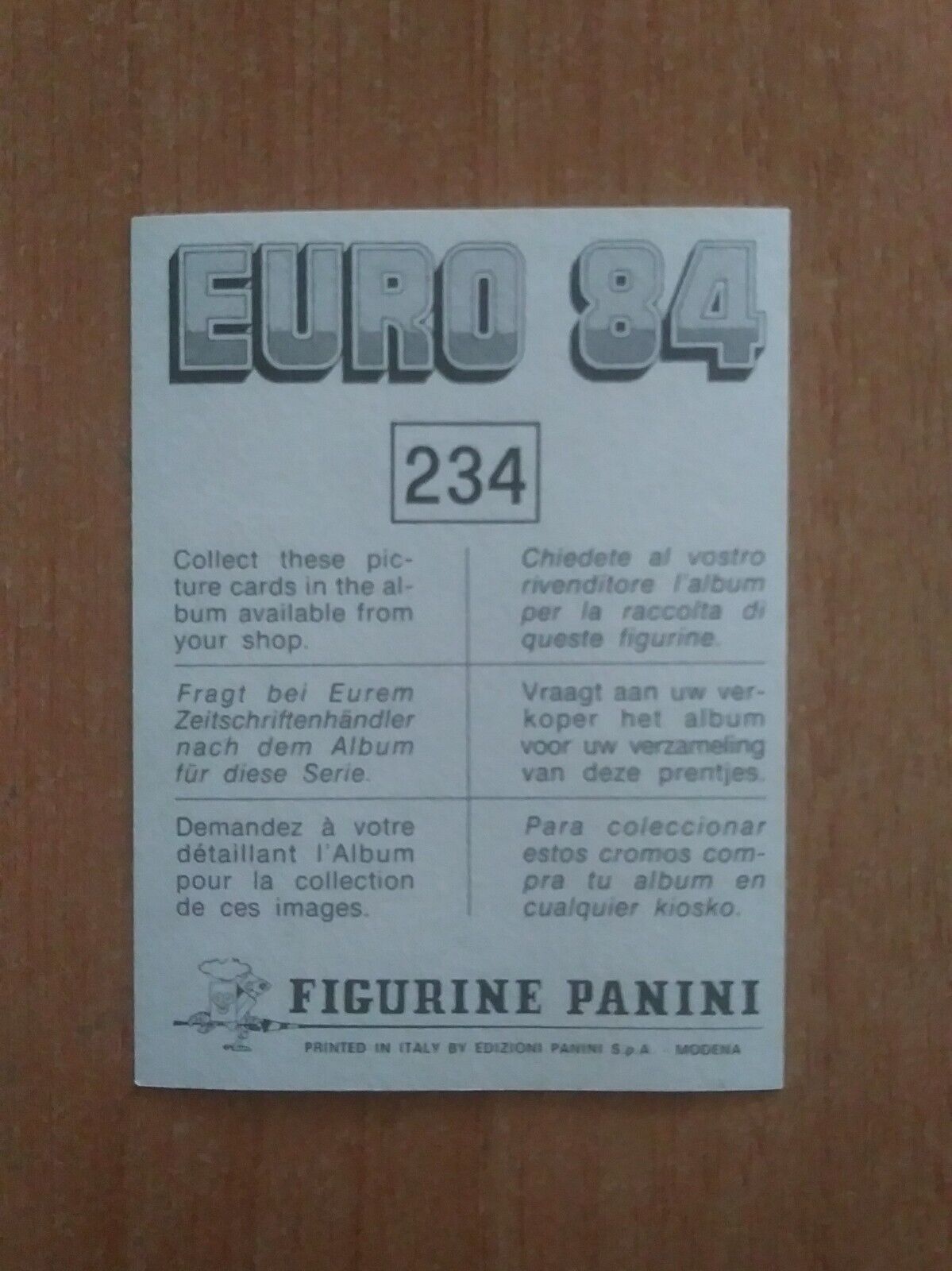 FIGURINE CALCIATORI PANINI EURO 84 (N. 126-258) SCEGLI DAL MENU A TENDINA