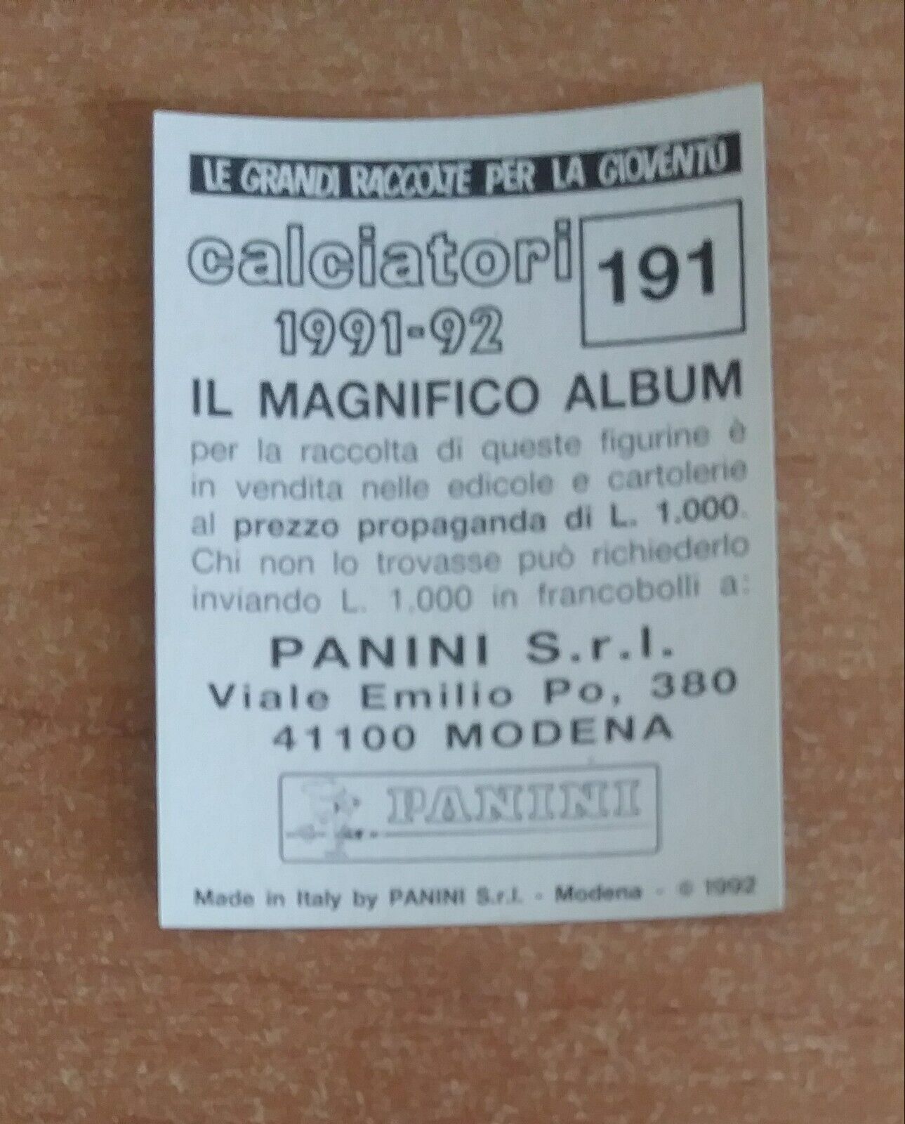 FIGURINE CALCIATORI PANINI 1991-1992 (N. 1-336) SCEGLI DAL MENU A TENDINA