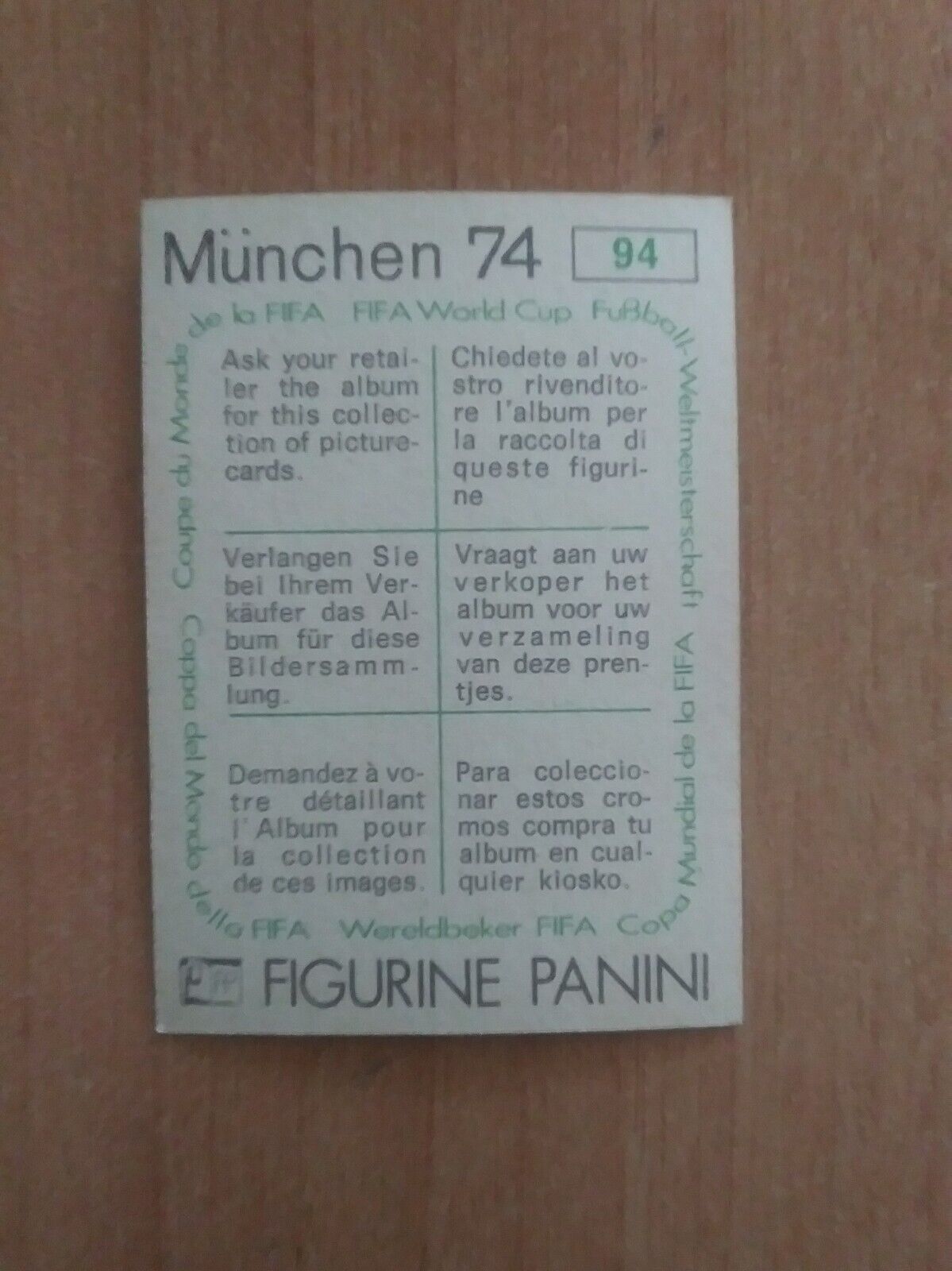 FIGURINE CALCIATORI PANINI MUNCHEN 74 (N. 1-269) SCEGLI DAL MENU A TENDINA