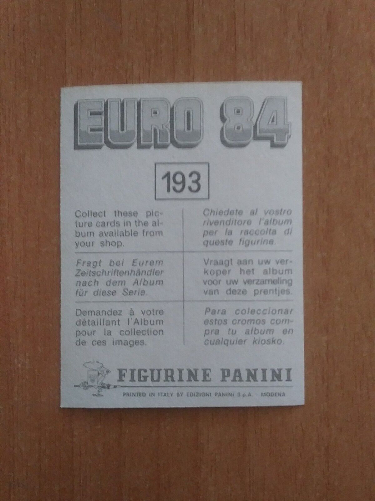 FIGURINE CALCIATORI PANINI EURO 84 (N. 126-258) SCEGLI DAL MENU A TENDINA