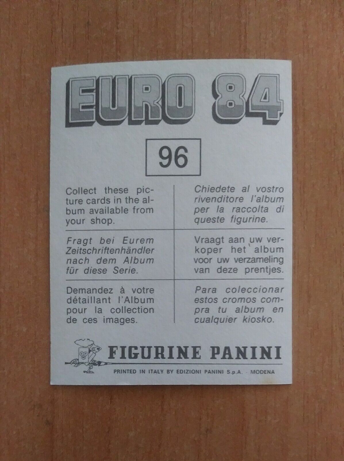 FIGURINE CALCIATORI PANINI EURO 84 (N. 1-127) SCEGLI DAL MENU A TENDINA