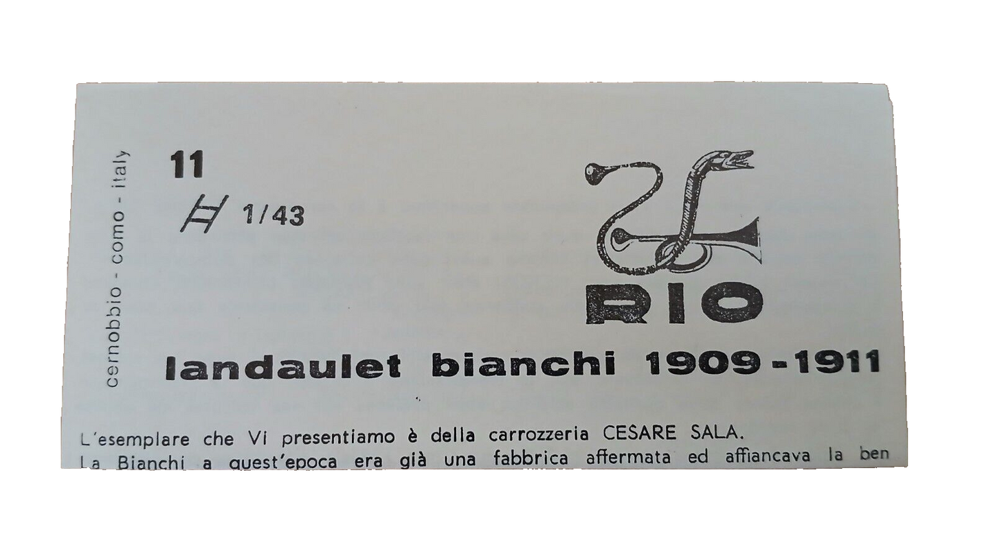 LANDAULET BIANCHI 1909 RIO SCALA 1/43