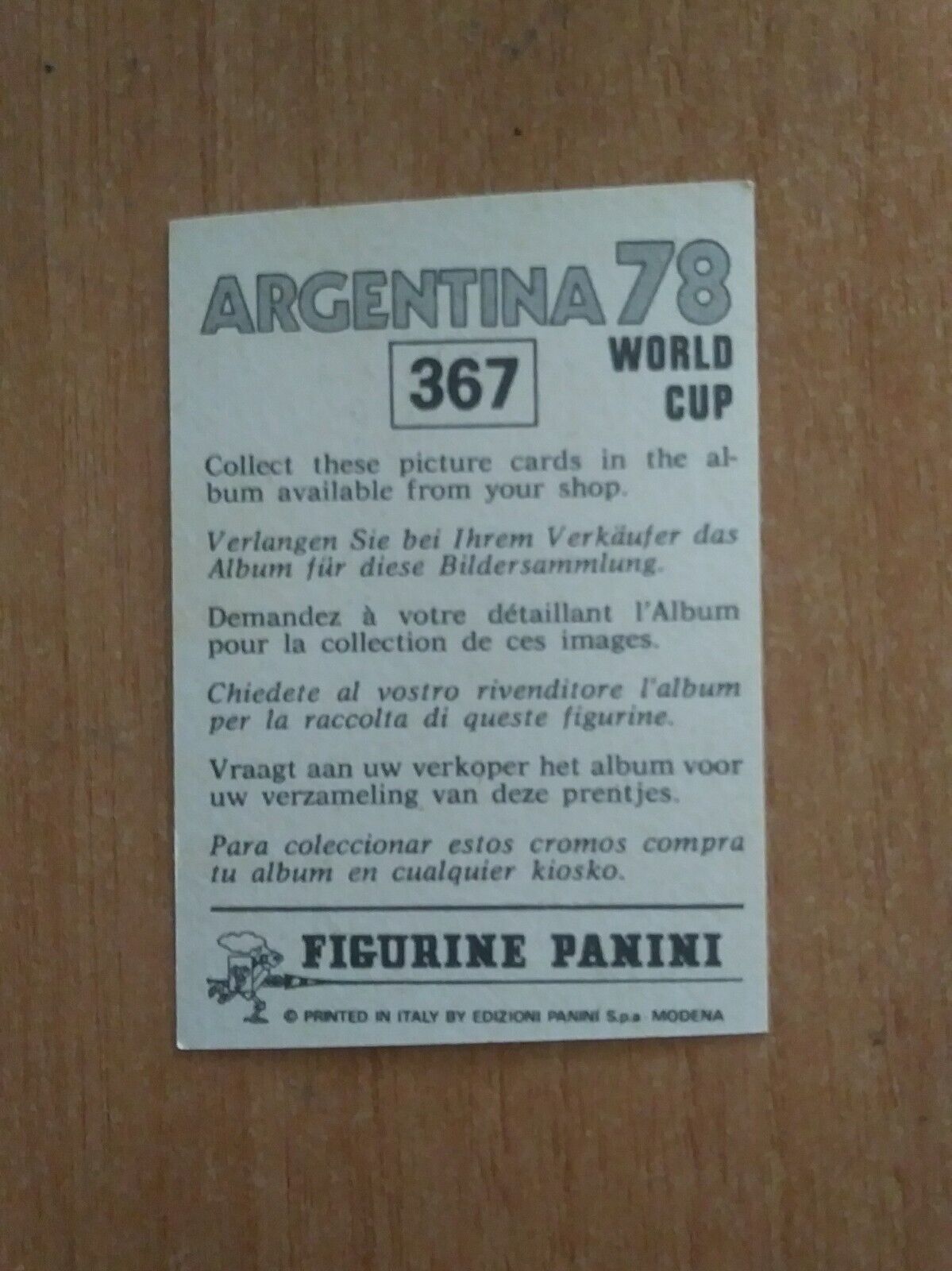 FIGURINE CALCIATORI PANINI ARGENTINA 78 (N. 205-400) SCEGLI DAL MENU A TENDINA