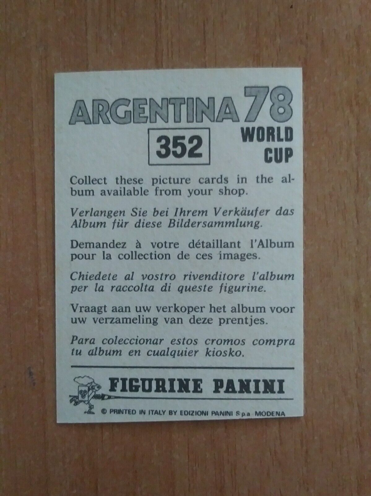 FIGURINE CALCIATORI PANINI ARGENTINA 78 (N. 205-400) SCEGLI DAL MENU A TENDINA