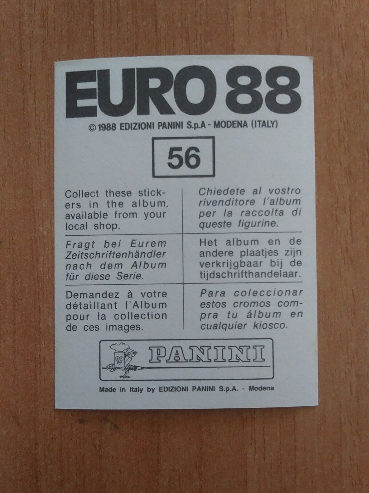 FIGURINE CALCIATORI PANINI EURO 88 SCEGLI DAL MENU A TENDINA