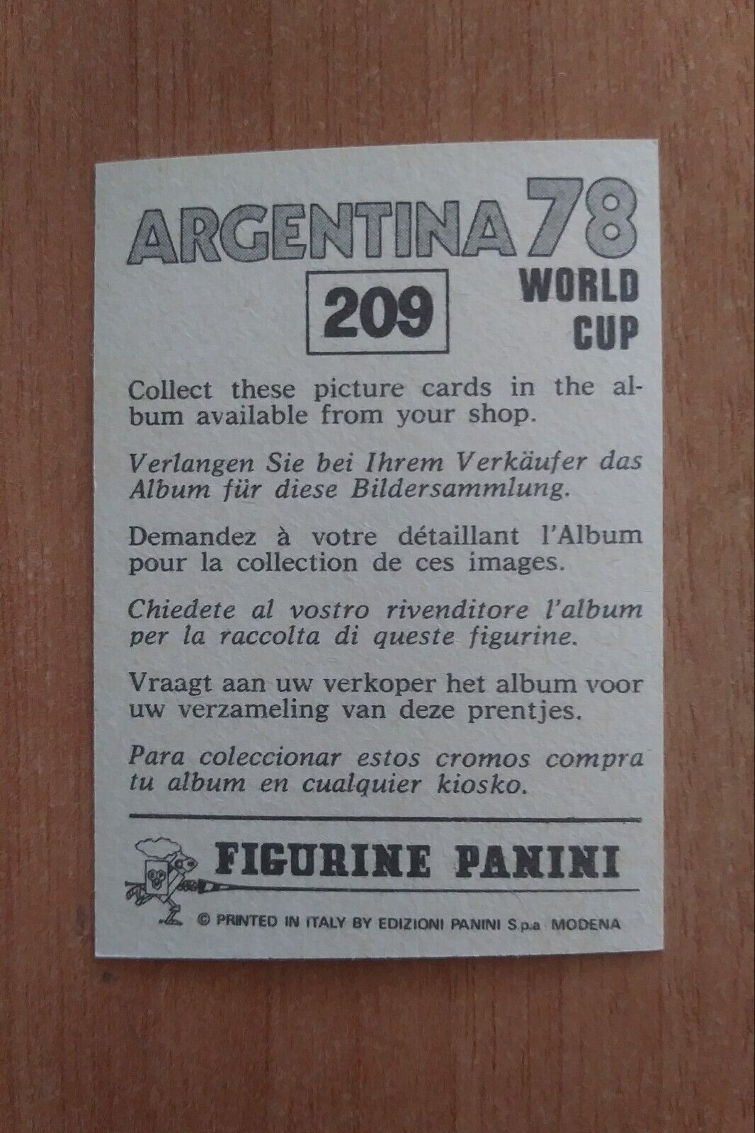 FIGURINE CALCIATORI PANINI ARGENTINA 78 (N. 205-400) SCEGLI DAL MENU A TENDINA