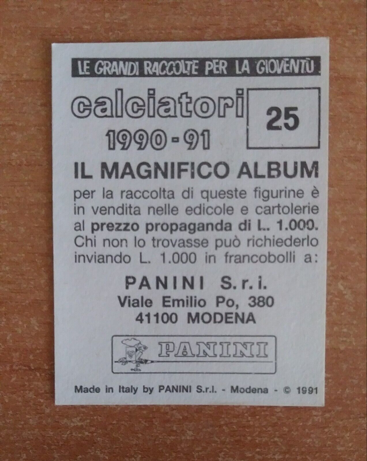 FIGURINE CALCIATORI PANINI 1990-1991 (N. 1-339) SCEGLI DAL MENU A TENDINA