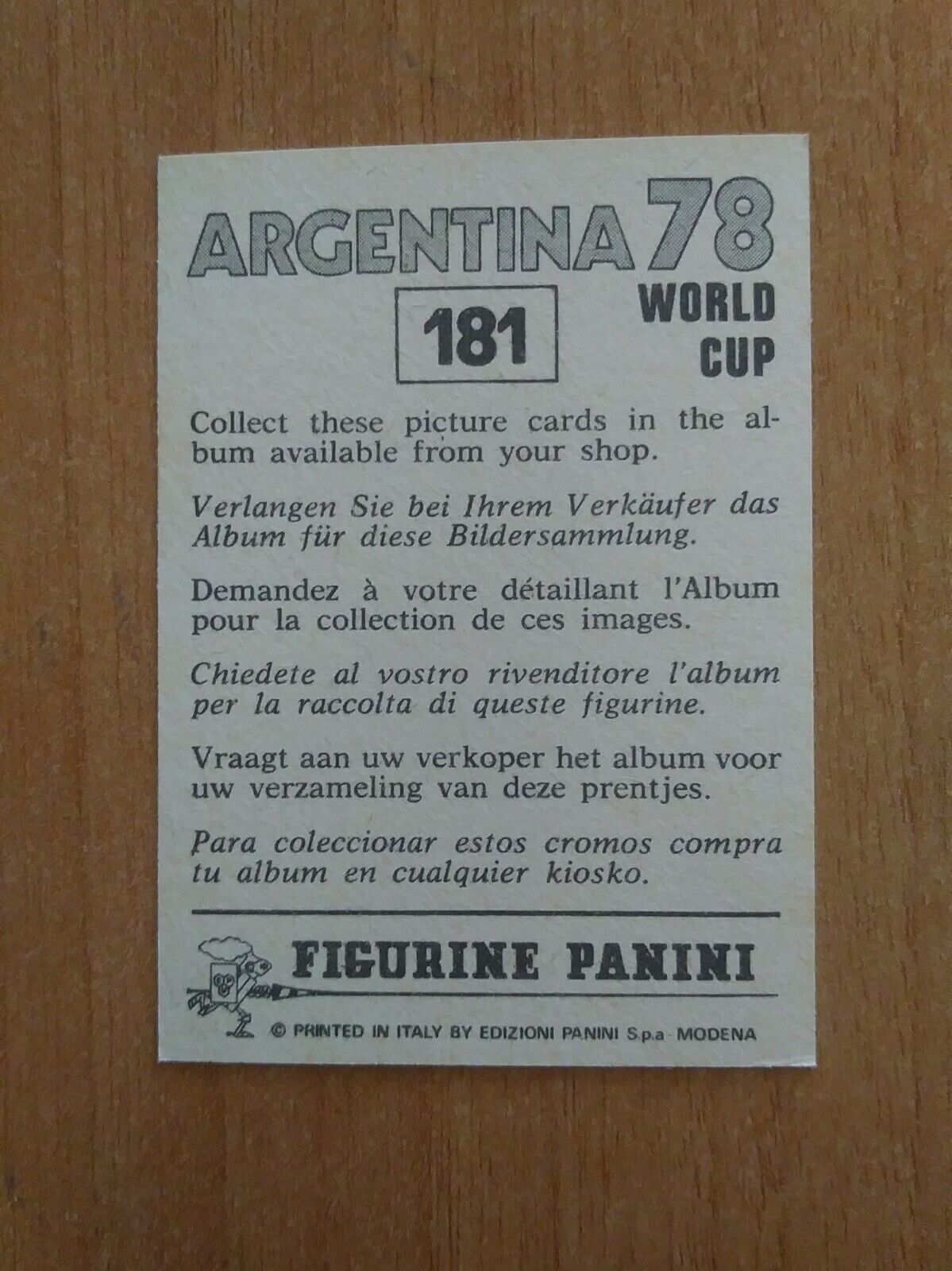 FIGURINE CALCIATORI PANINI ARGENTINA 78 (N. 1-204) SCEGLI DAL MENU A TENDINA