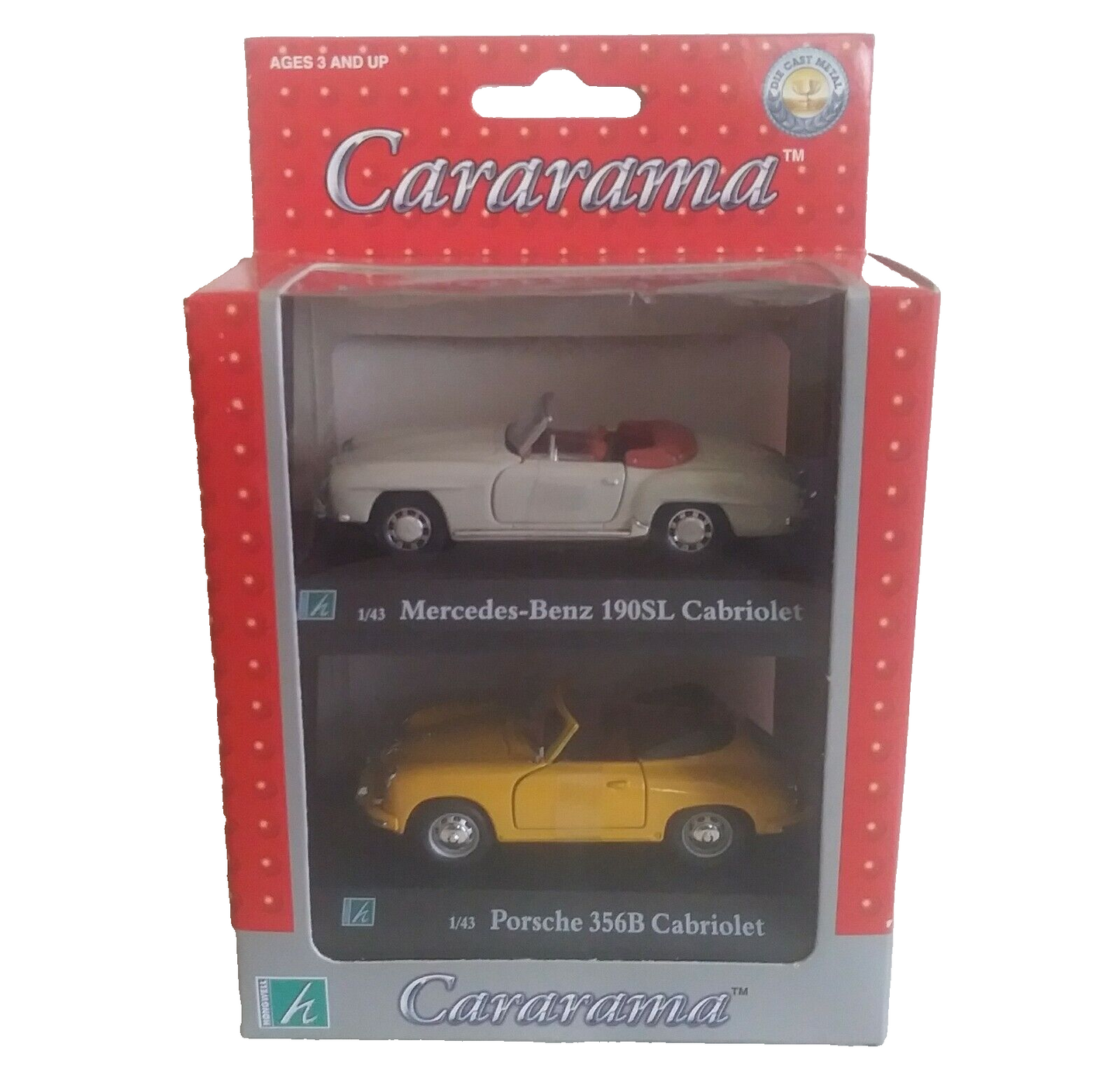 MERCEDES-BENZ 190SL CABRIOLET + PORSCHE 356B CABRIOLET CARARAMA SCALA 1/43