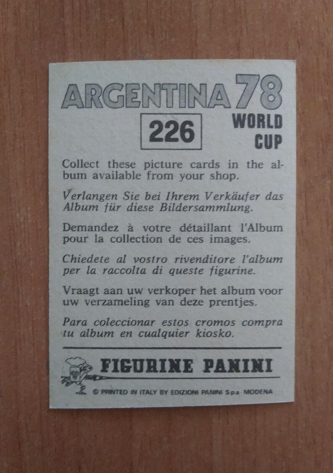 FIGURINE CALCIATORI PANINI ARGENTINA 78 (N. 205-400) SCEGLI DAL MENU A TENDINA