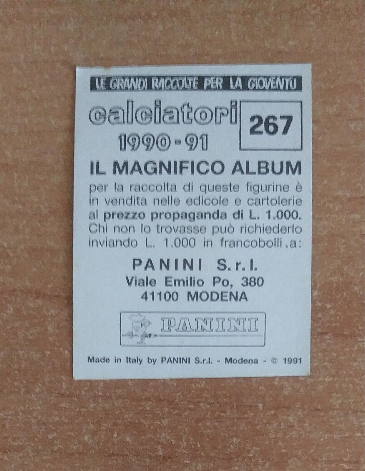 FIGURINE CALCIATORI PANINI 1990-1991 (N. 1-339) SCEGLI DAL MENU A TENDINA