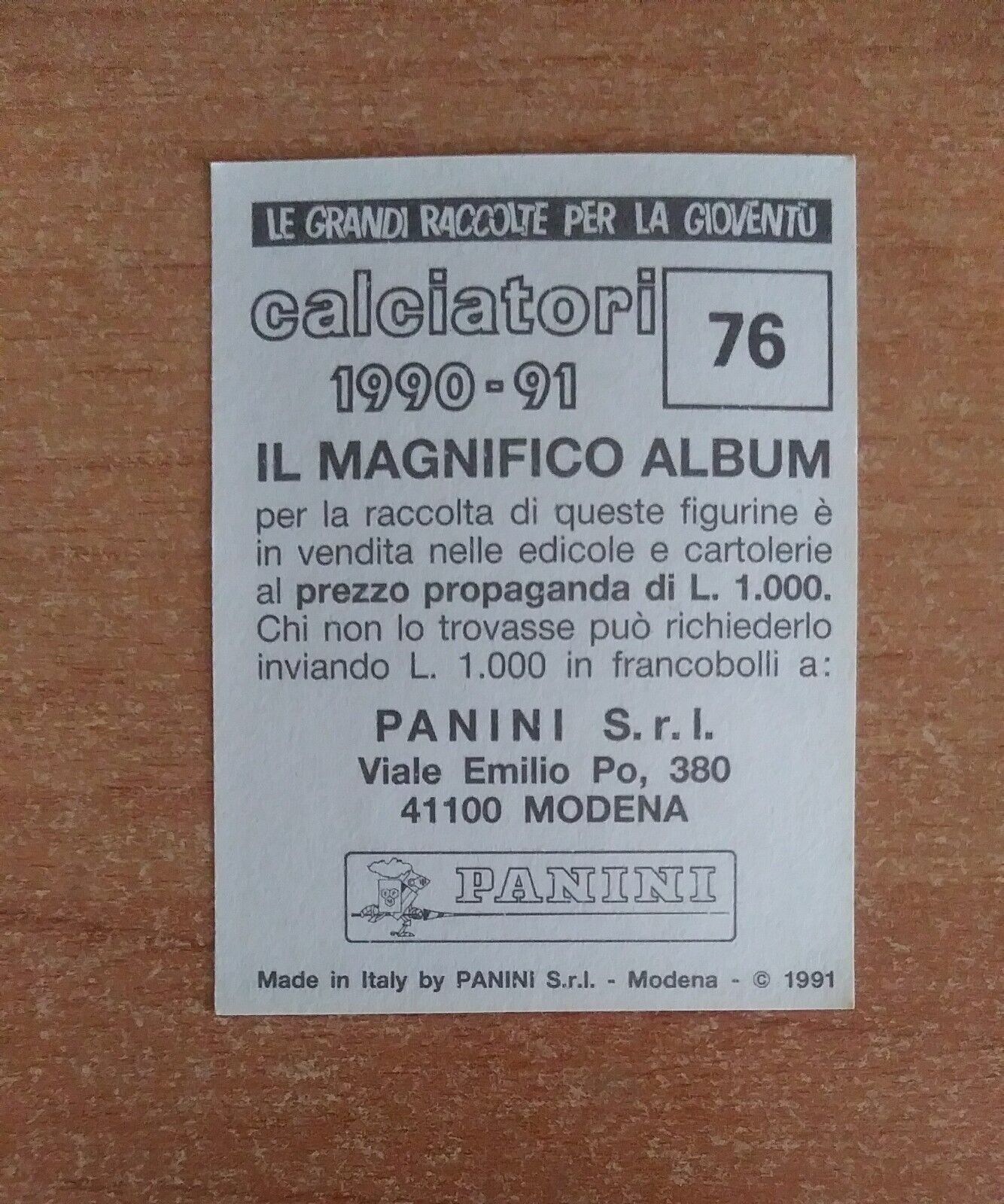 FIGURINE CALCIATORI PANINI 1990-1991 (N. 1-339) SCEGLI DAL MENU A TENDINA