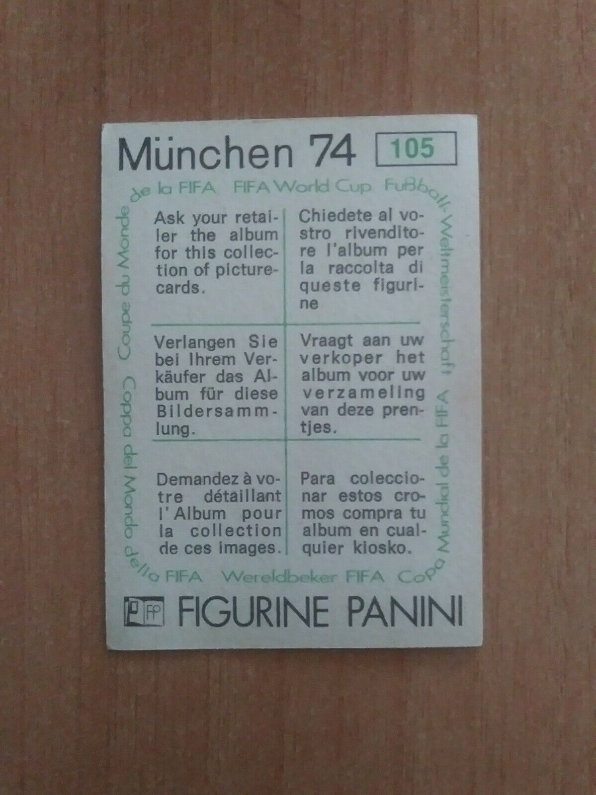 FIGURINE CALCIATORI PANINI MUNCHEN 74 (N. 1-269) SCEGLI DAL MENU A TENDINA