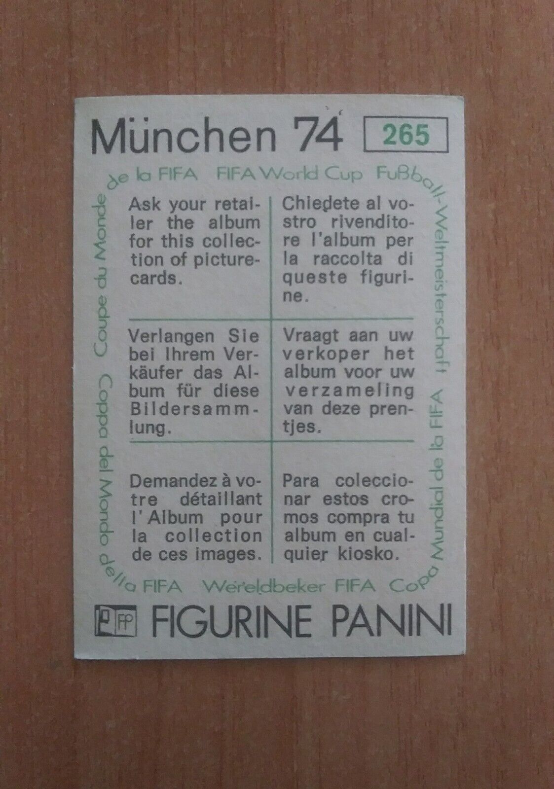 FIGURINE CALCIATORI PANINI MUNCHEN 74 (N. 1-269) SCEGLI DAL MENU A TENDINA