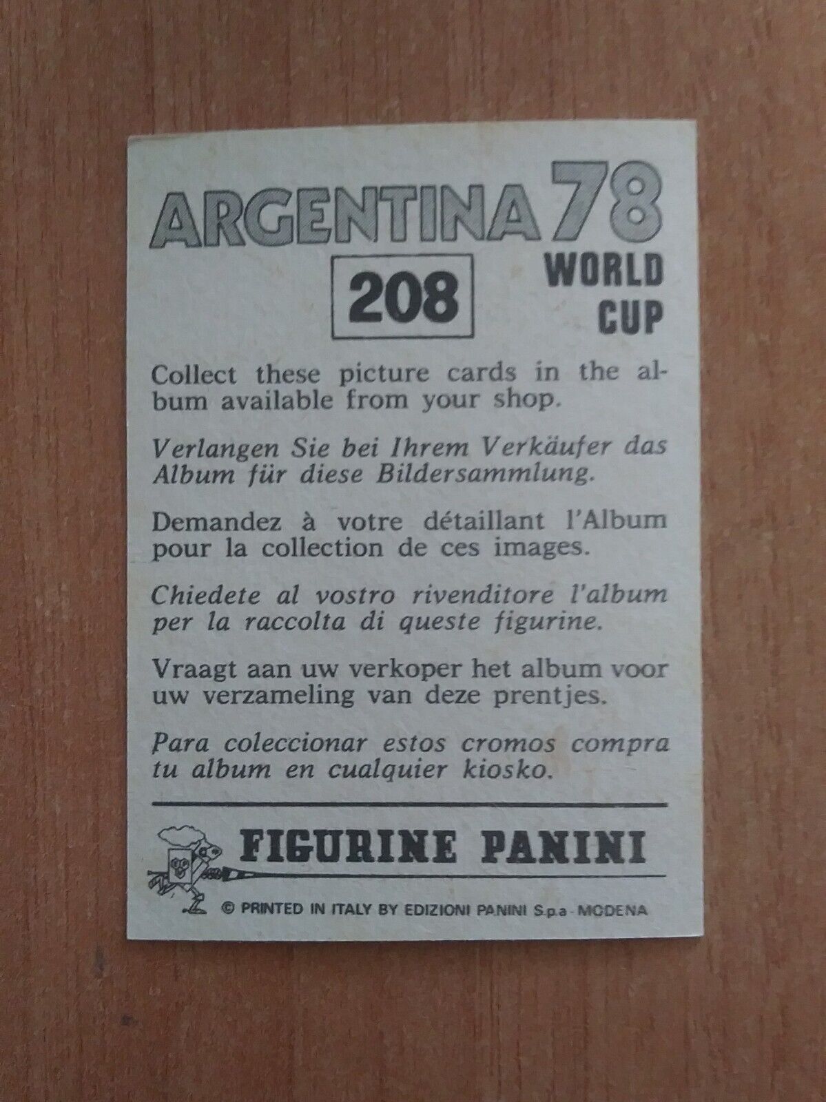 FIGURINE CALCIATORI PANINI ARGENTINA 78 (N. 205-400) SCEGLI DAL MENU A TENDINA