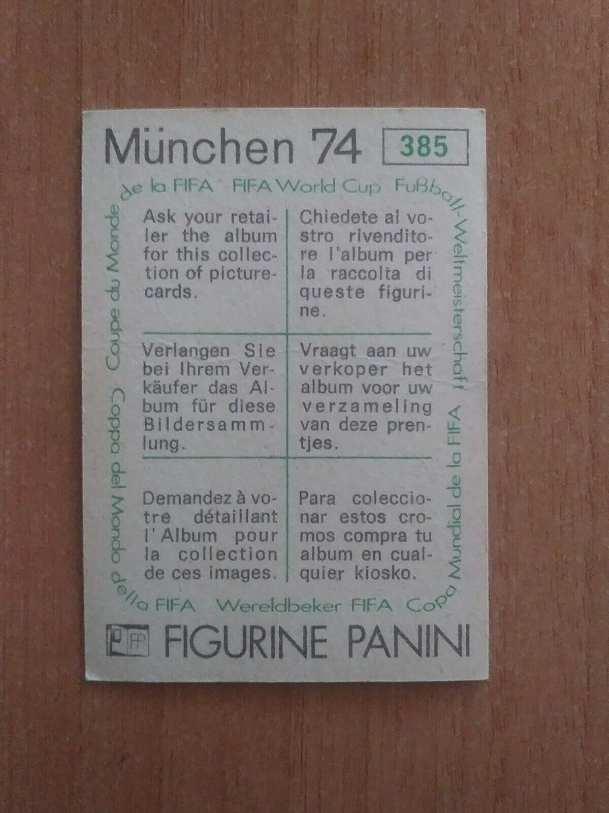 FIGURINE CALCIATORI PANINI MUNCHEN 74 (N. 270-392) SCEGLI DAL MENU A TENDINA