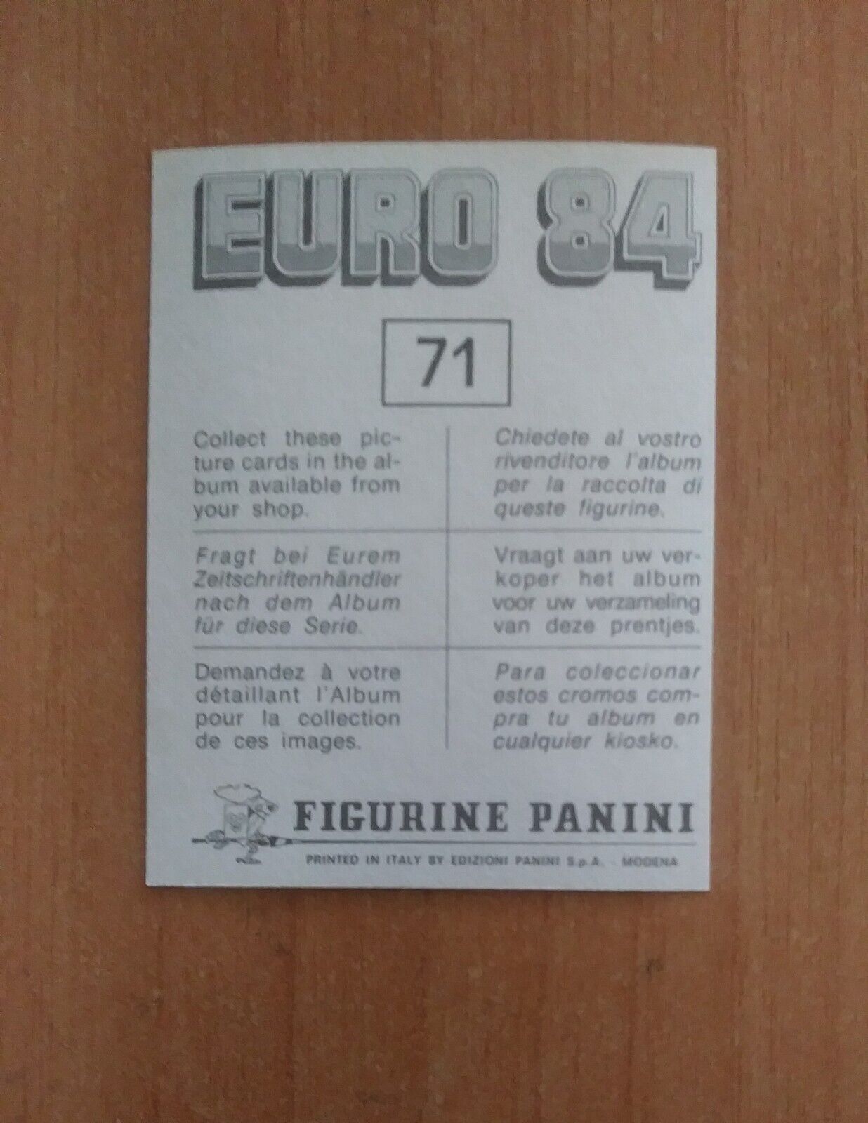 FIGURINE CALCIATORI PANINI EURO 84 (N. 1-127) SCEGLI DAL MENU A TENDINA